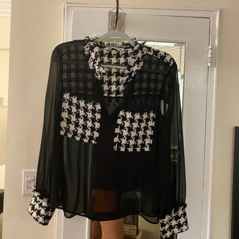 ZARA - Sheer tweed buttondown
